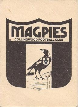 1987 Scanlens VFL #22 Collingwood Magpies Back